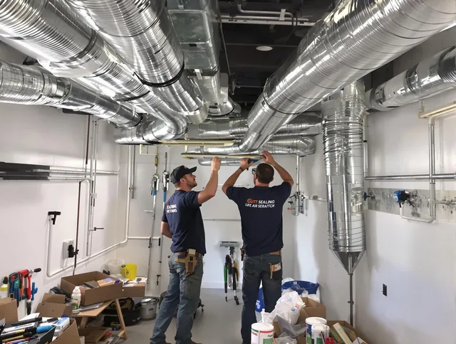 Concord Air Duct Cleaning technician applying professional duct sealing solutions in Concord